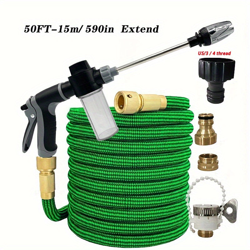 Портативный комплект распылителей для садового шланга с 7,62 м зеленым шлангом и несколькими насадками