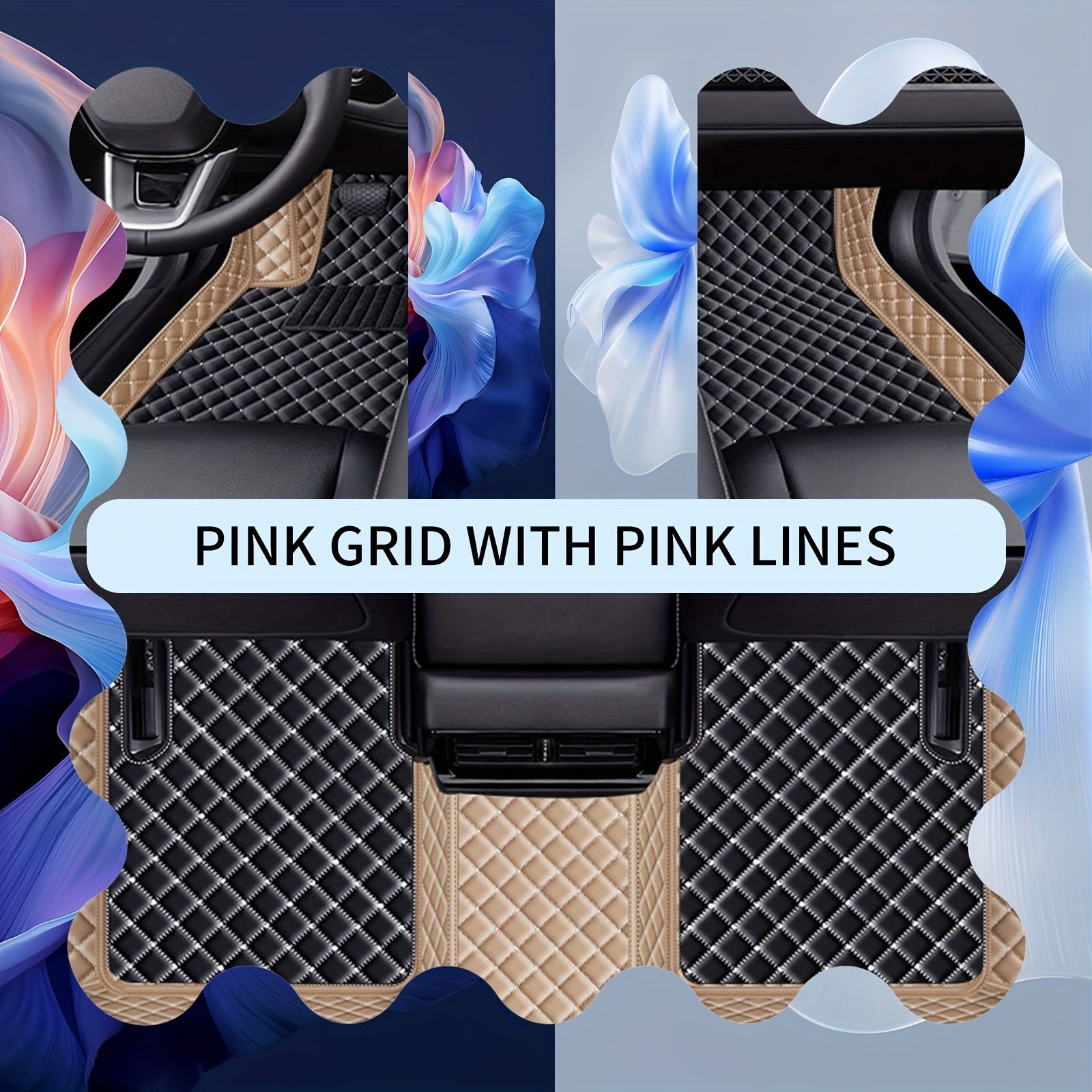 3-Piece Faux Leather Non-Slip Car Floor Mat Set Waterproof Full Coverage