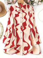 Women's Floral Print Long Sleeve Shirt Casual Woven Polyester Spring Fall Button-Up Collar