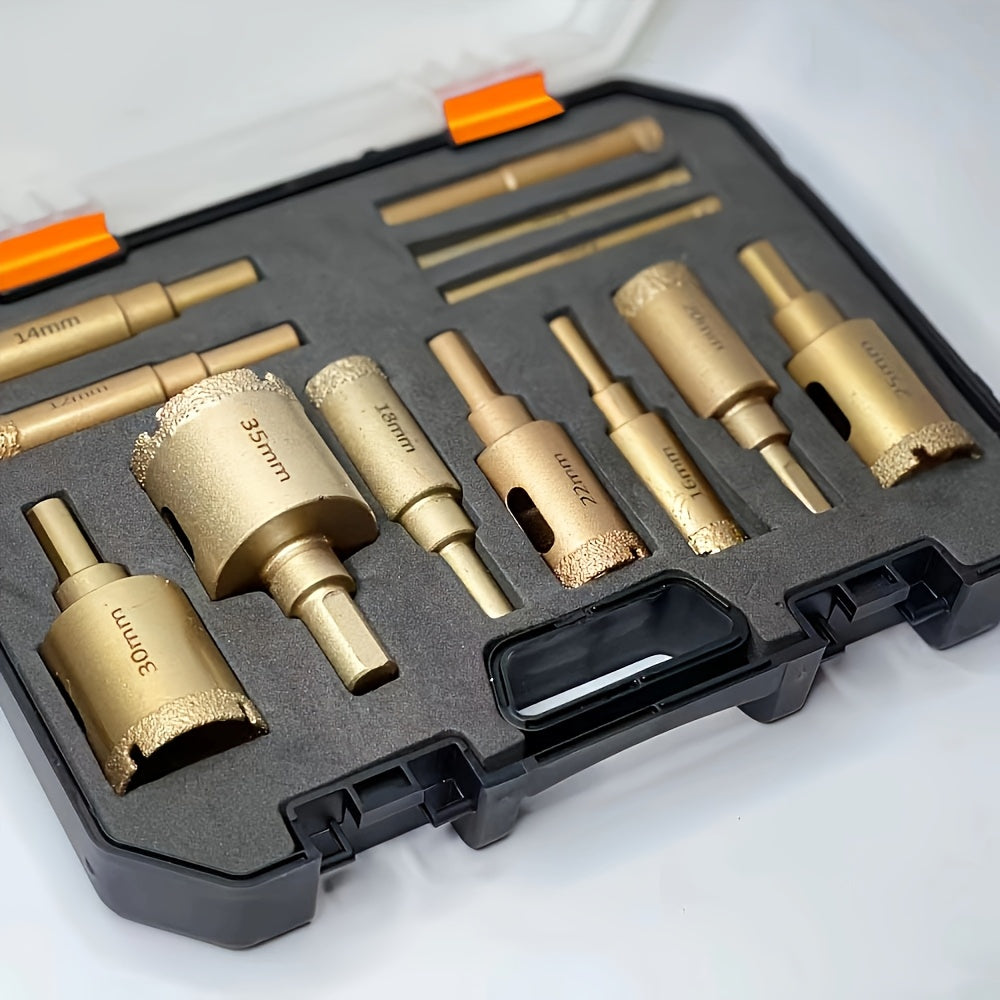 12-Piece Diamond Coated Drill Bit Set for Glass Marble Granite Tile Ceramic