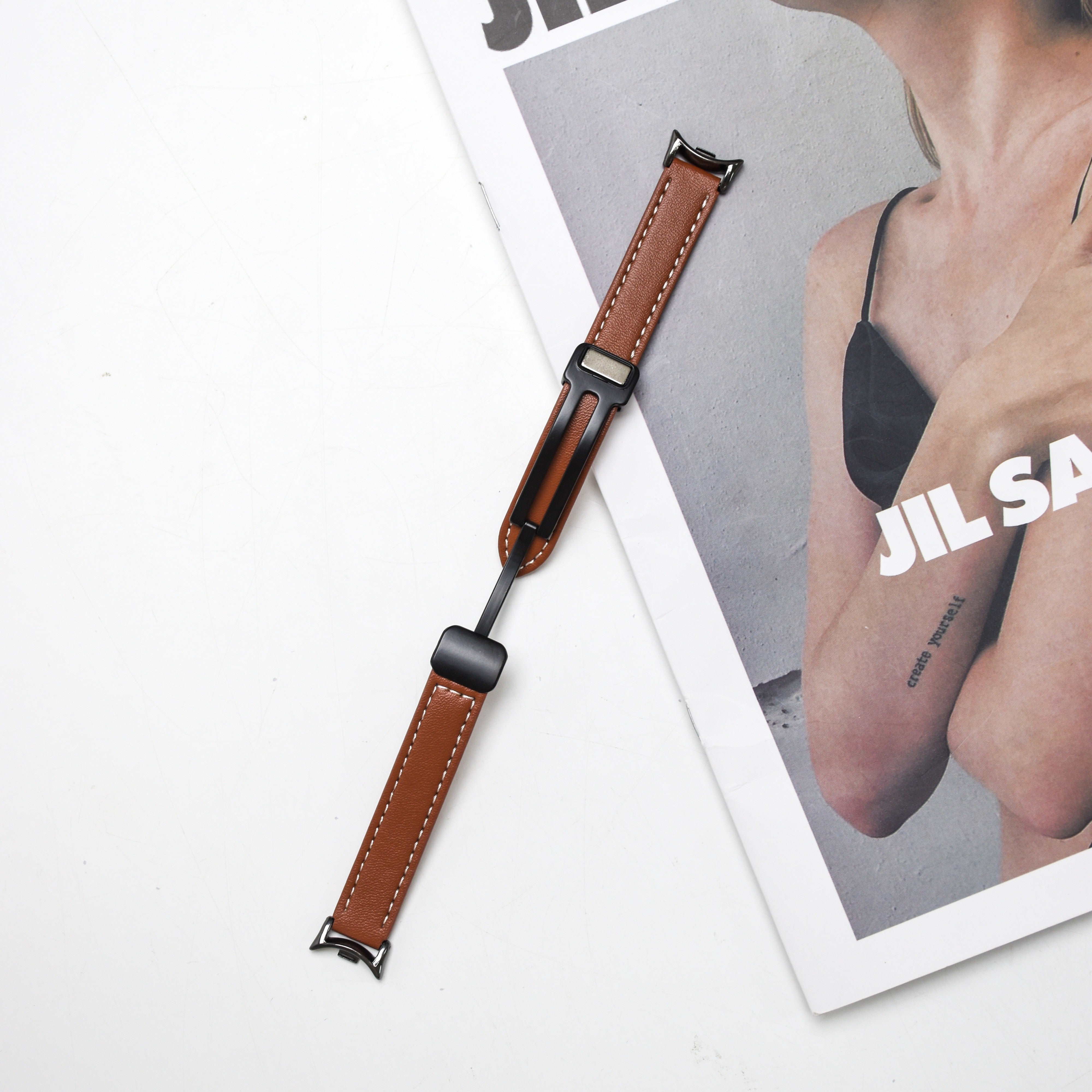 Magnetic Watch Strap for Xiaomi 9/8 Synthetic Leather Stainless Steel Buckle