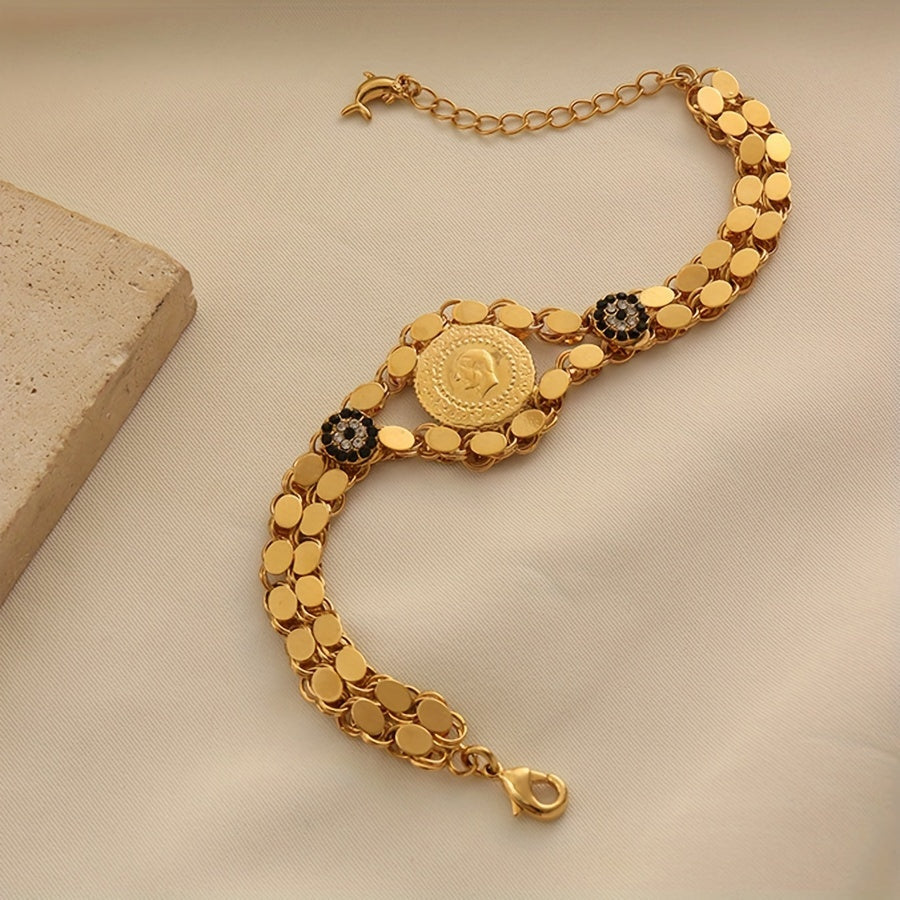 Ayollar uchun mis qotishmasidan yasalgan tanga taqinchoq, etnik minimalistik zargarlik, oltin bilan qoplangan, kundalik kiyim uchun