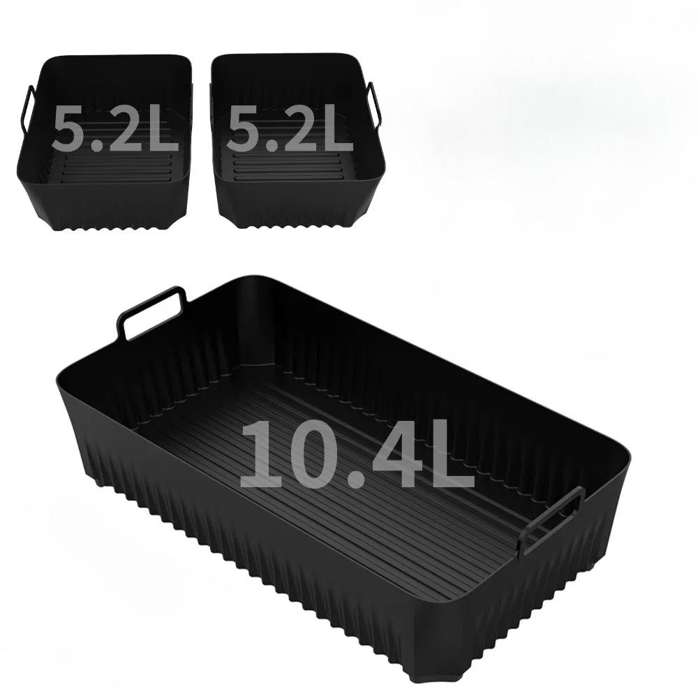 3pcs Air Fryer Tray Non-stick Silicone Liner Basket Reusable Oven Baking Pan