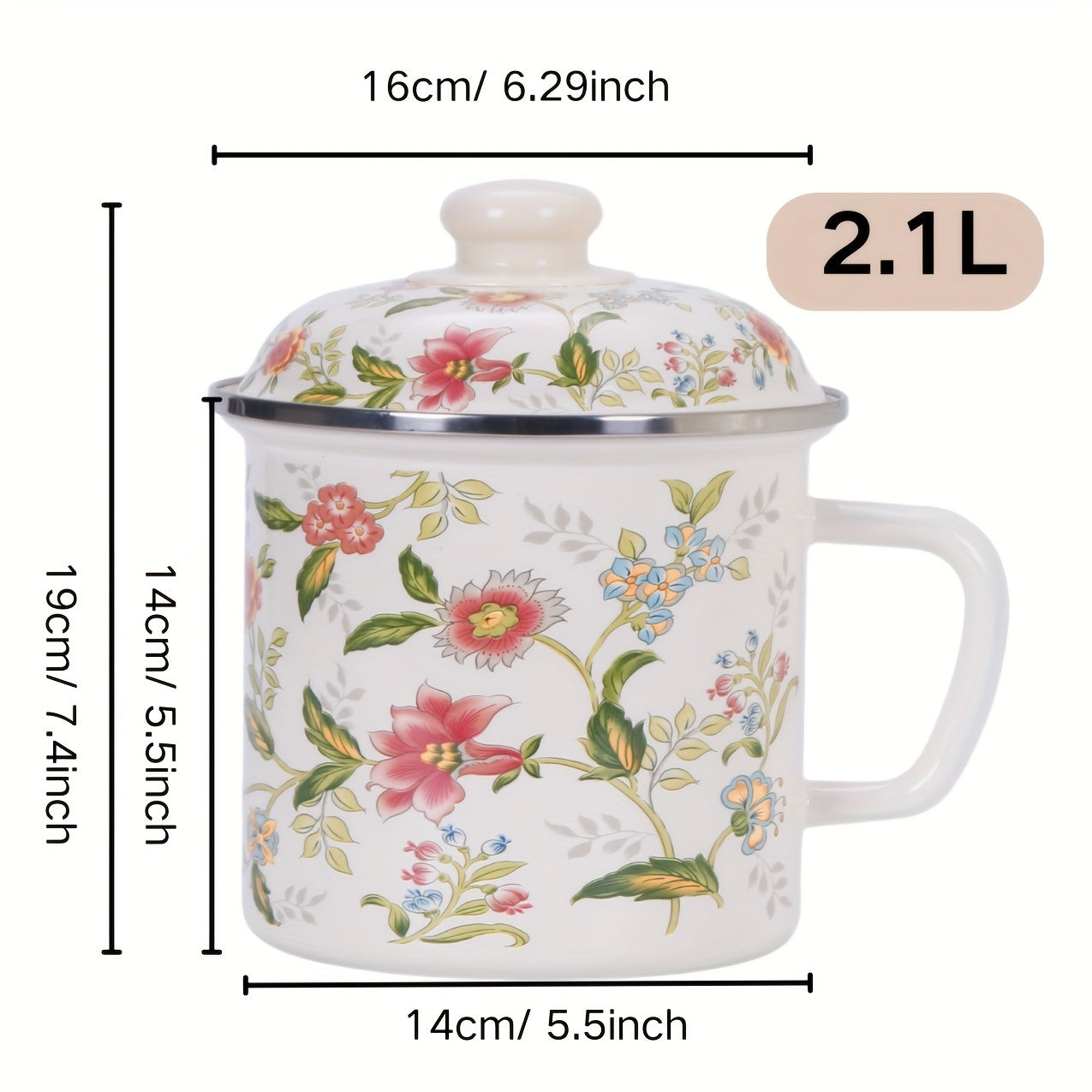 Enamel Butter Warmer Pot with Lid for Melting Butter Tea Noodles Stovetop Cookware