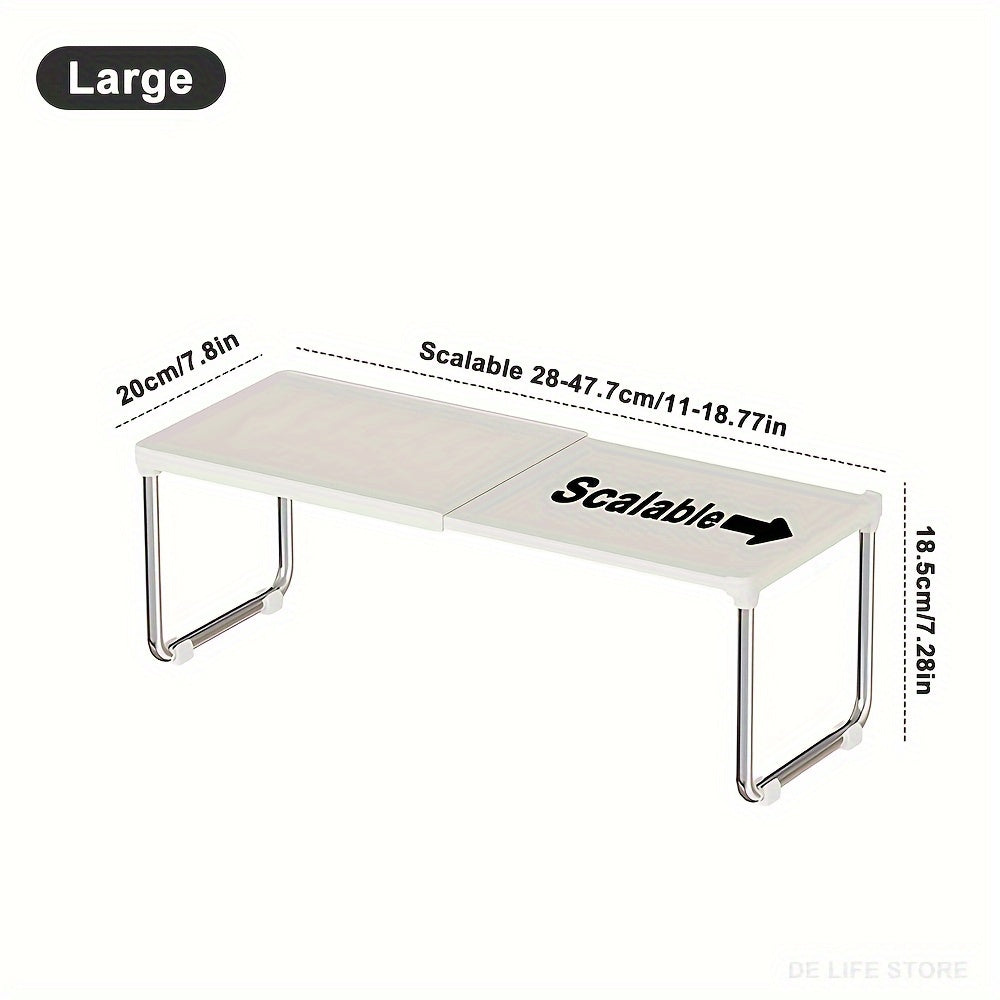 White Expandable Metal and Plastic Kitchen Shelf Stackable Pantry Organizer