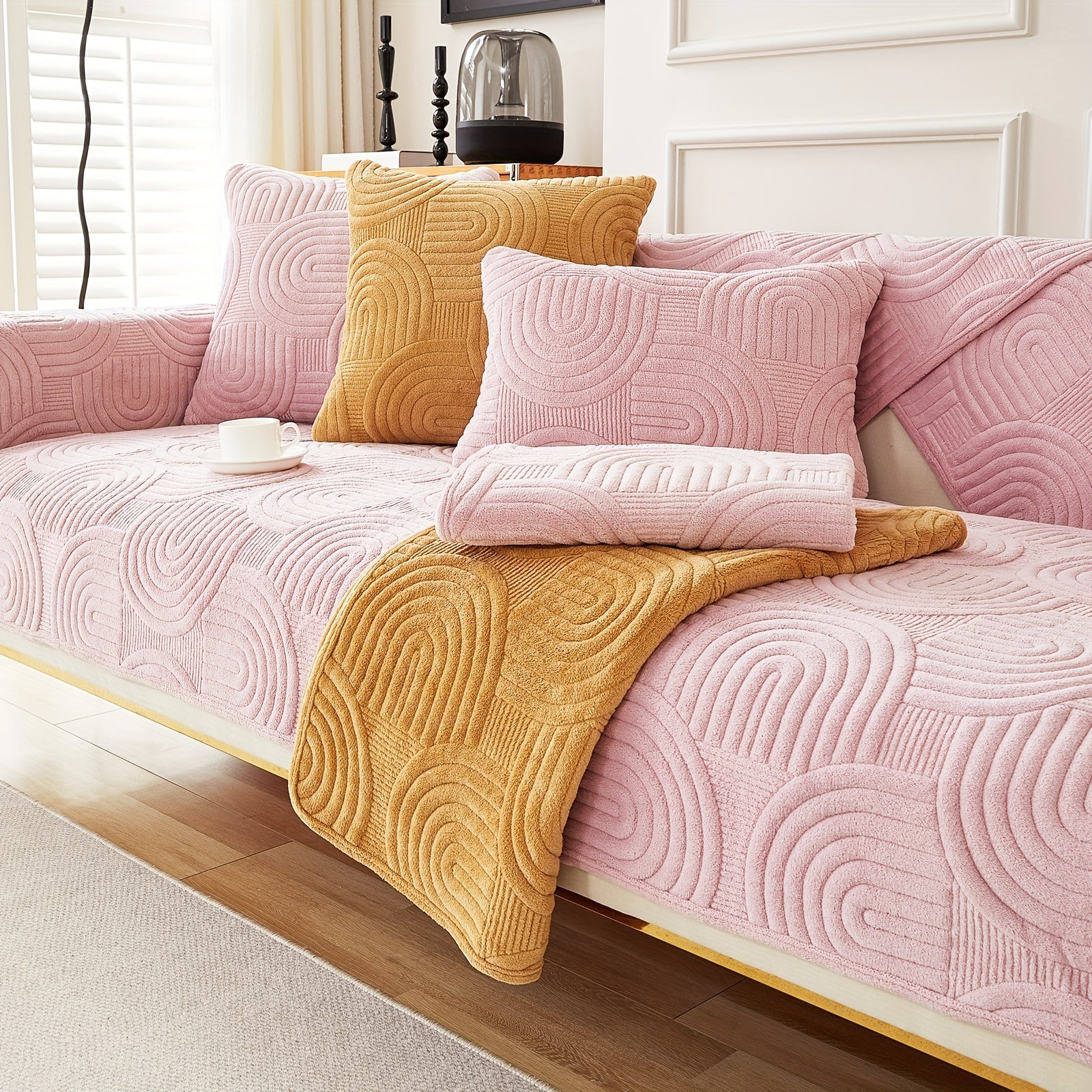 Чехол на мебель из молочного бархата с шерпой, противоскользящий, для защиты мебели, подходит для домашних животных