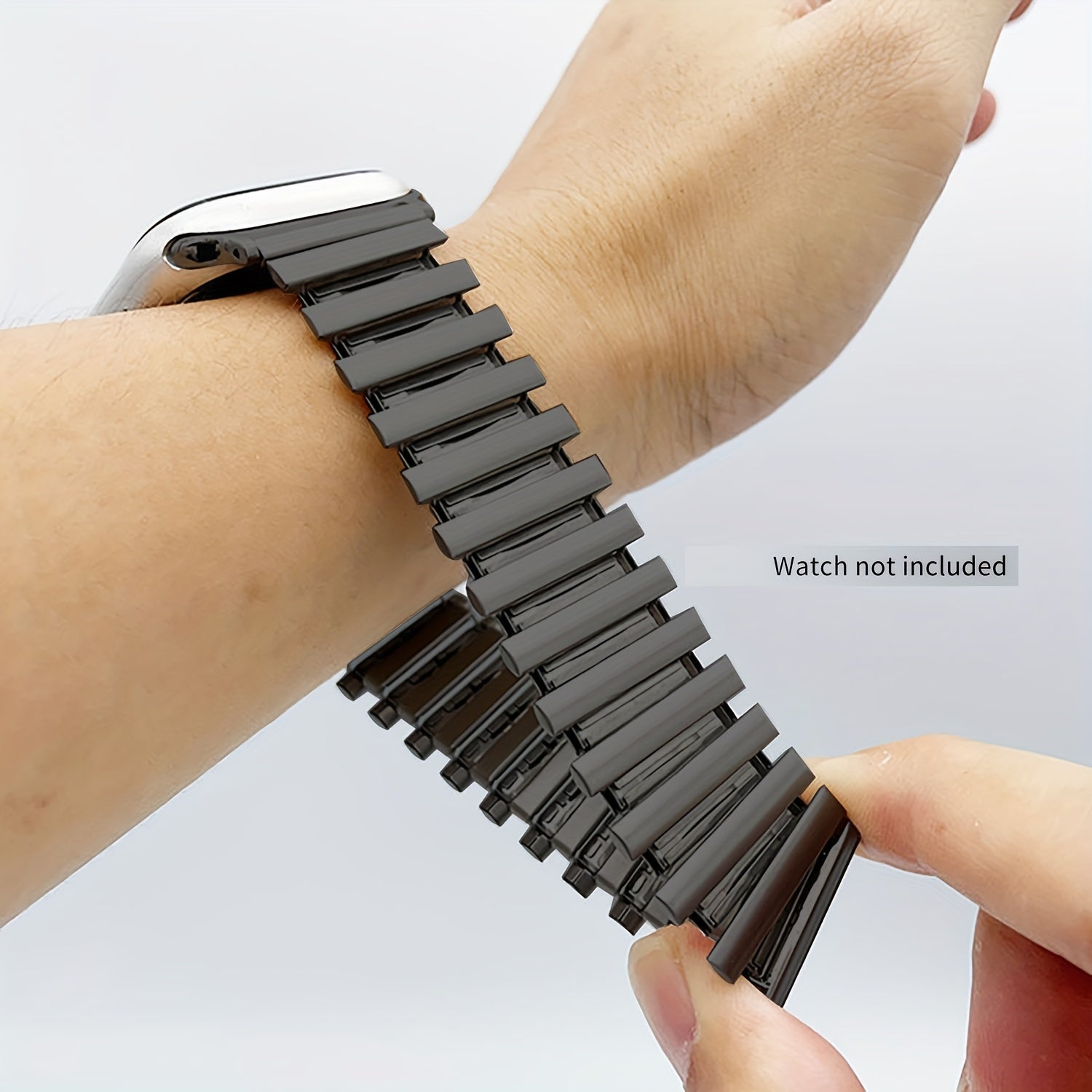 Elastic Stainless Steel Watch Strap for Apple Watch 45mm 49mm with Bamboo Joint