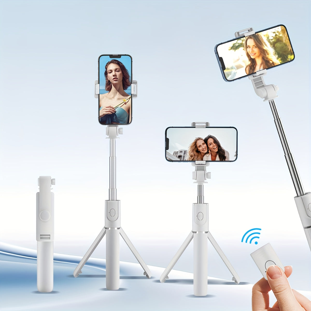 Selfie Stick Tripod with Wireless Remote and 360-Degree Rotation for Smartphones