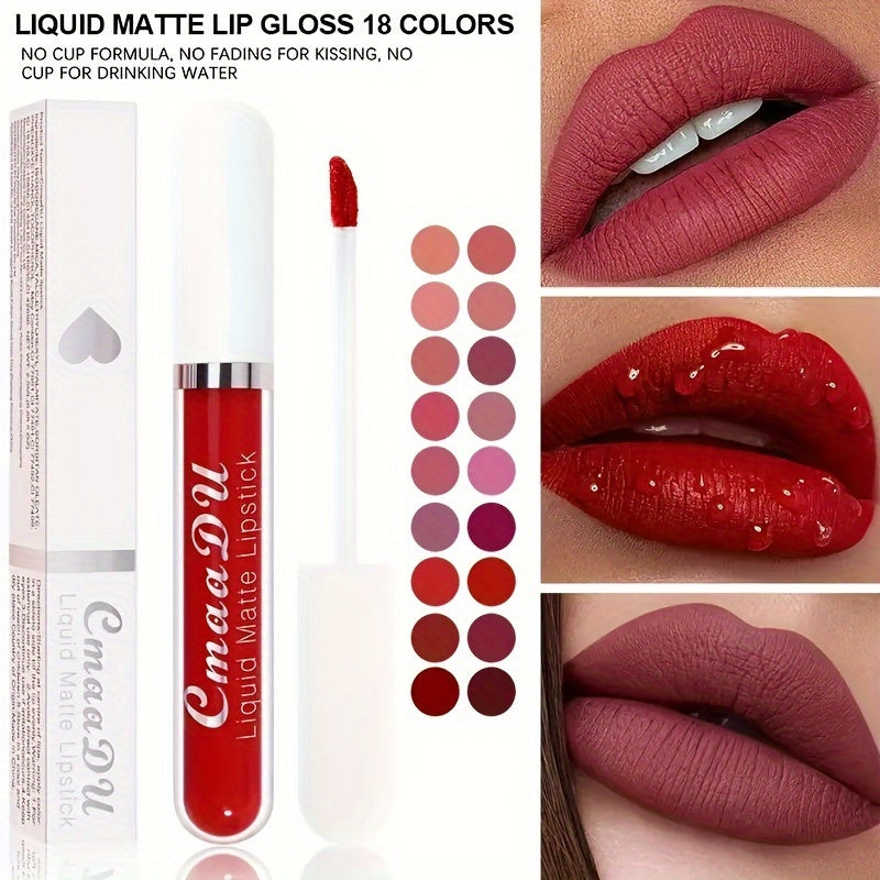 Набор матовых жидких помад для женщин, 18 цветов, стойкая водостойкая губная помада