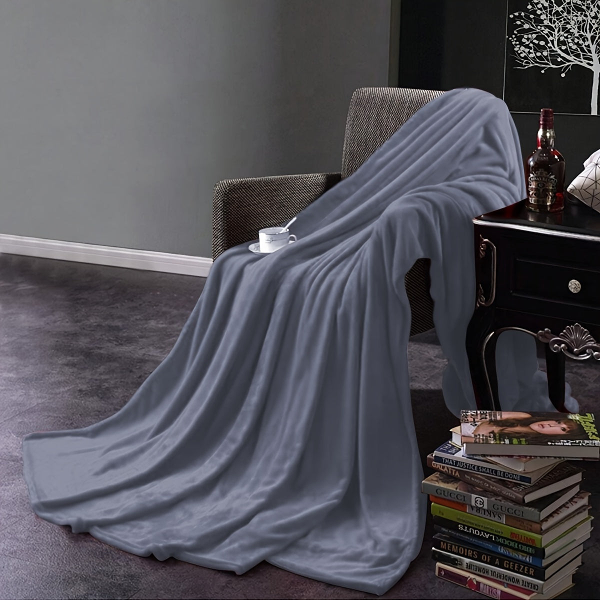 Manta de felpa engrosada de color sólido, multipropósito, para cama, descanso y mascotas, 1 pieza