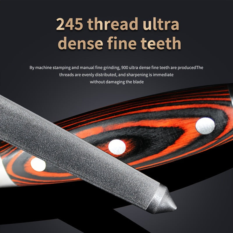 Manual Stainless Steel Knife Sharpener with Fine Grit Rod and Segmented Fixation