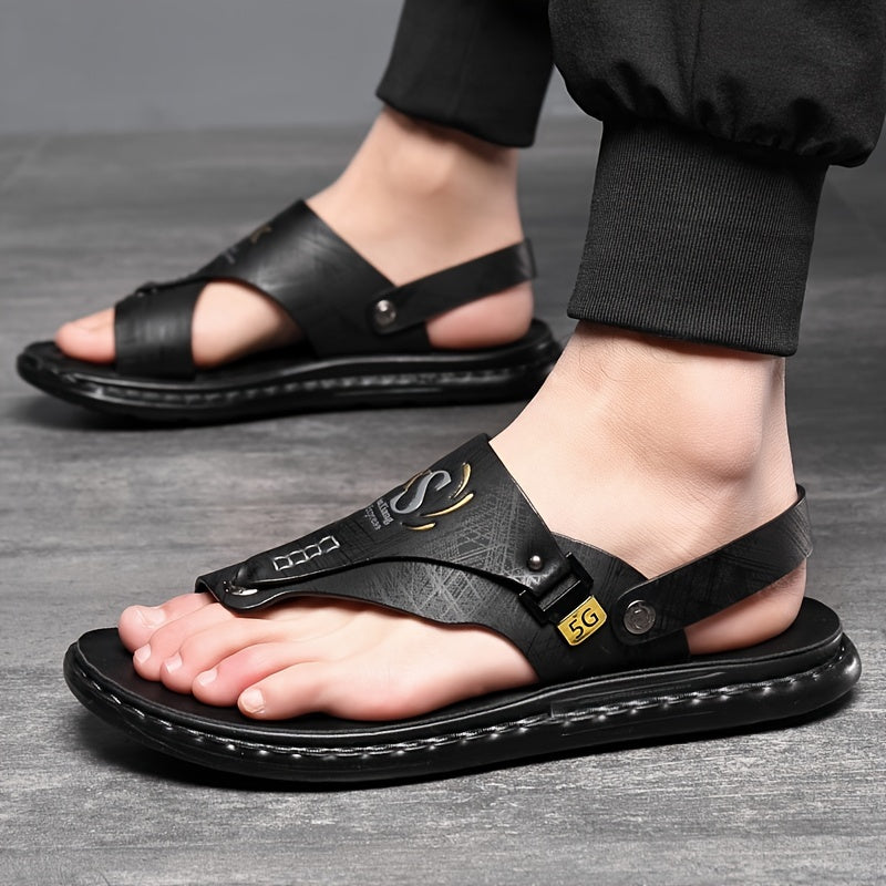 Men's Summer Sandals Slip-On Rubber Sole Microfiber Upper Stylish Outdoor Footwear