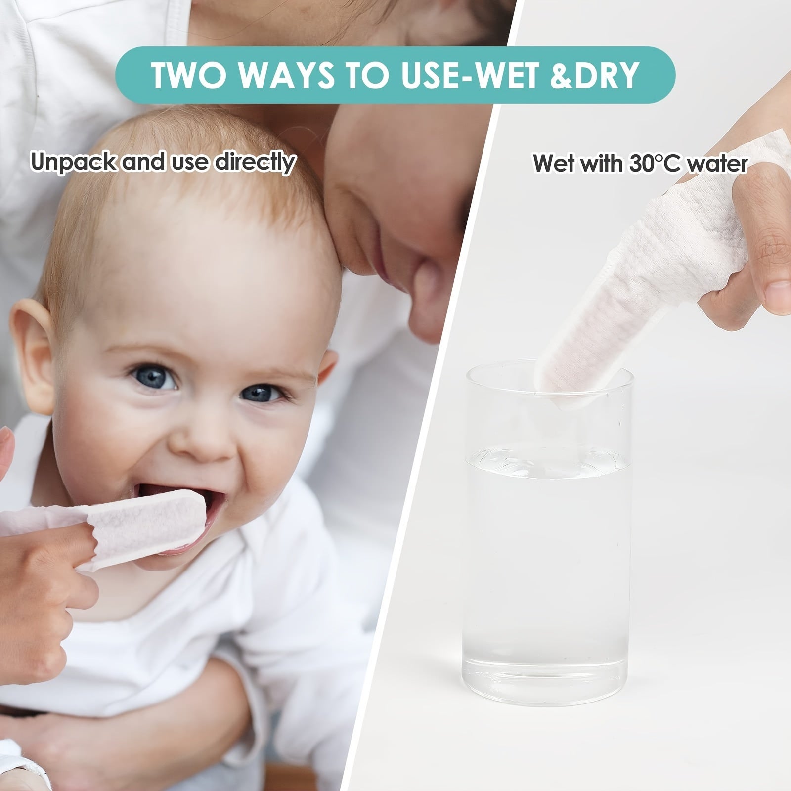 60-Pack Kids Oral Care Wipes Soft Gauze Tongue Cleaners for Children 0-36 Months