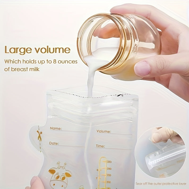 100 пакетов для хранения грудного молока, емкость 8 унций, без BPA, носик для кормления, самостоящая конструкция, плоский профиль для экономии места, идеальный праздничный подарок на Хэллоуин, День благодарения, Рождество, Пасху.