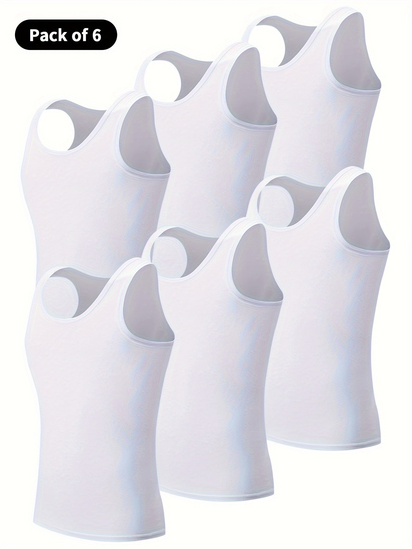 Men's Cotton Tank Tops Pack of 6 Breathable Sleeveless Crew Neck for Men