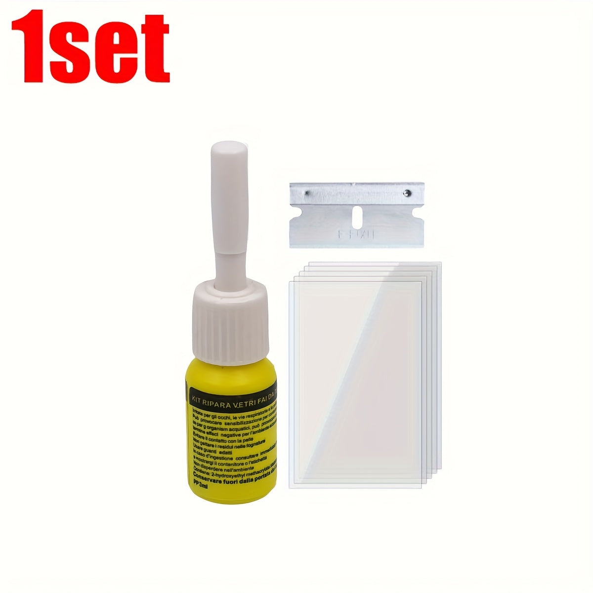 Universal avtomobil shisha yorig'ini tuzatish to'plami, shisha ta'mirlash asbobi, shaffof qotish uchun yopishqoq