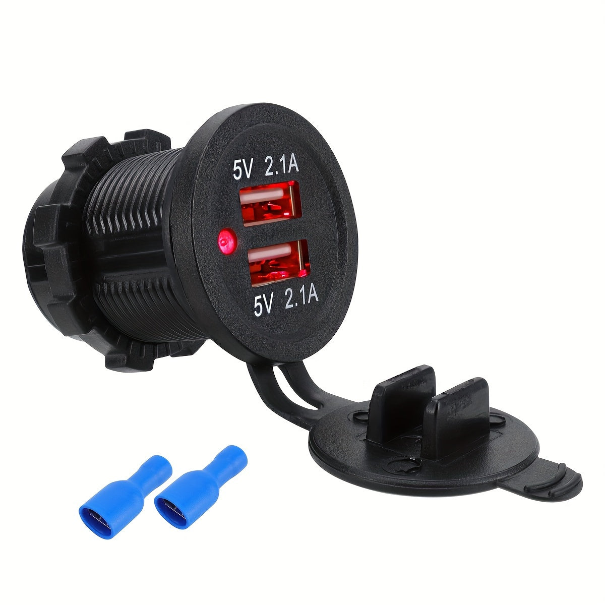 Enchufe de cargador de coche con doble USB universal para vehículos y motocicletas