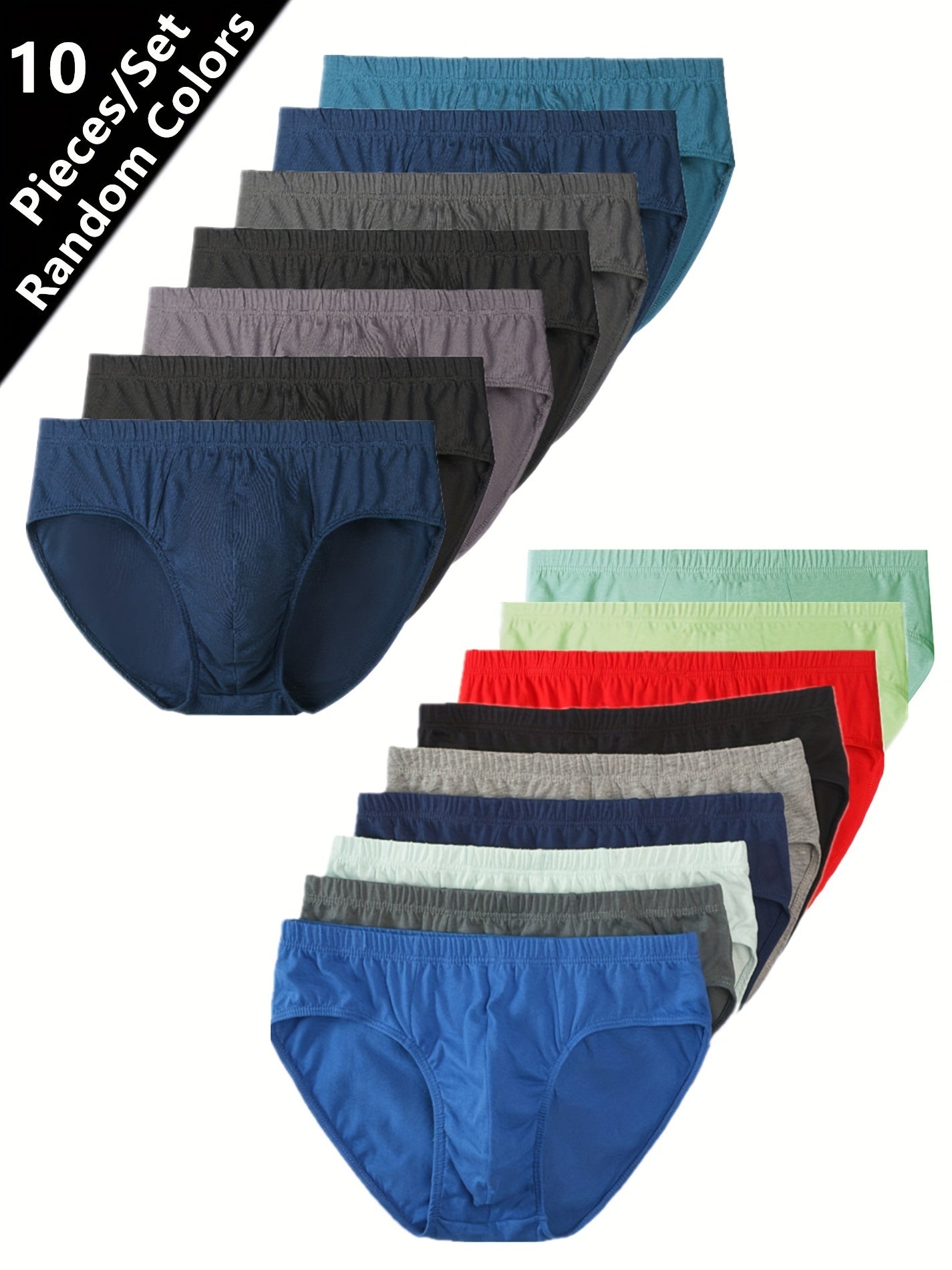 Men's Cotton Boxer Briefs 10 Pack Solid Color Breathable Mid-Rise Comfort Fit