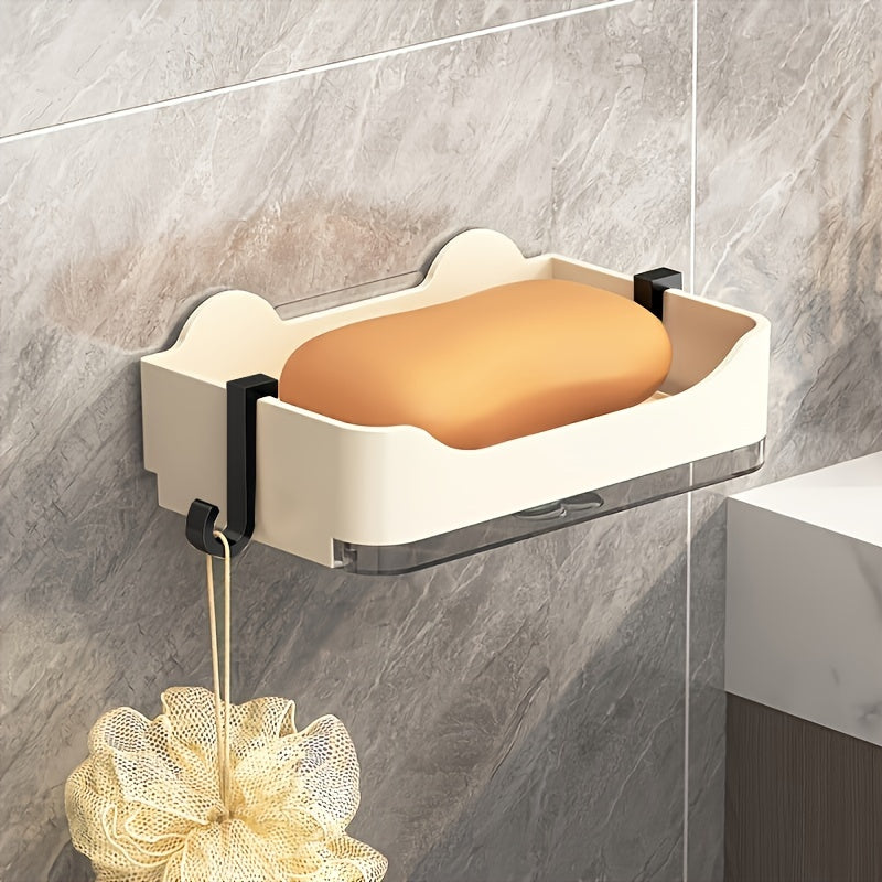 Bathroom Wall Mount Soap Dish with Drain No Drilling Needed