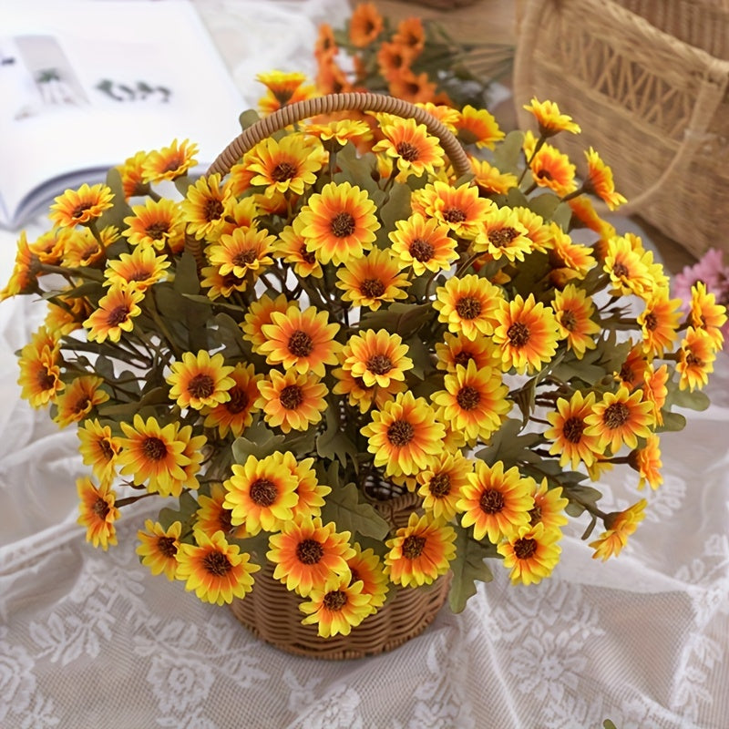 Autumn Daisy Artificial Flower Bouquet for Weddings Home Decor Plastic Arrangement