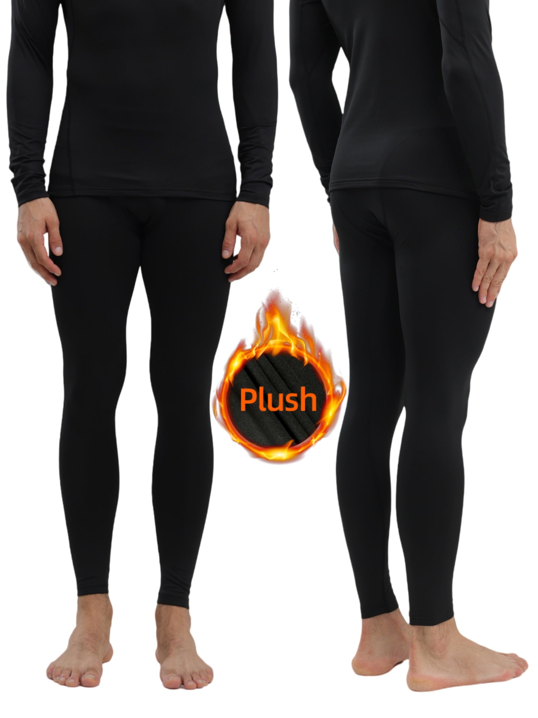 Men's Compression Pants Fleece-Lined Warm Skinny Fit for Autumn Winter Outdoor Activities