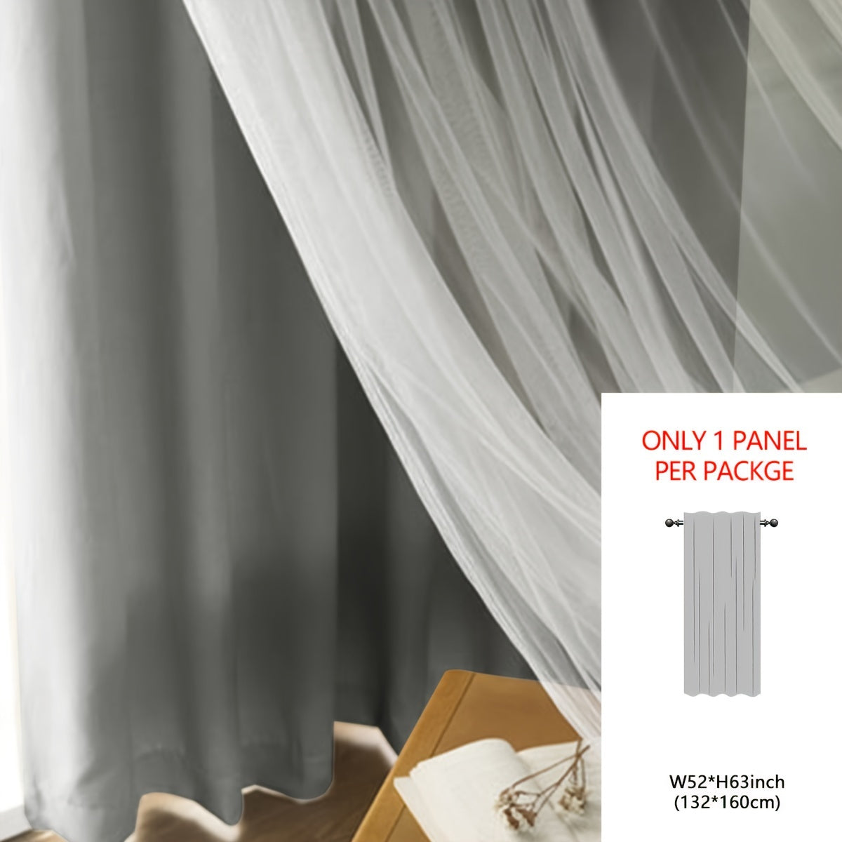 Blackout Curtains Single Panel Black Fabric Modern Simple Noise Reduction for Living Room Bedroom