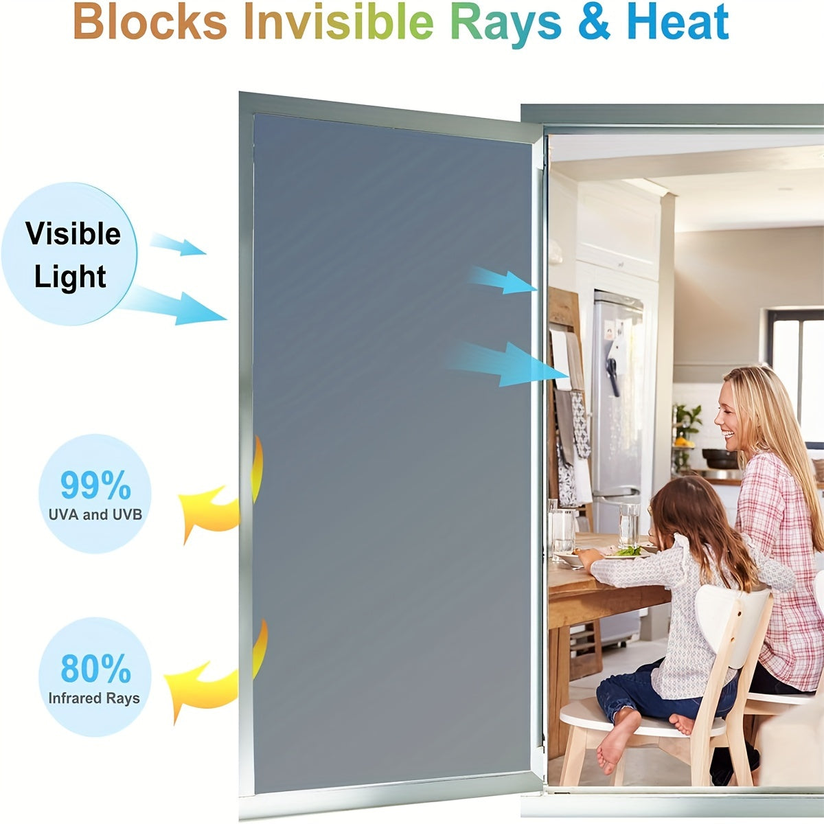 Синяя пленка для окон с защитой от посторонних глаз - электростатическая, наклейка на стекло ПВХ без клея для домашнего декора, полупрозрачная непрозрачная антишпионская пленка, 1 шт.