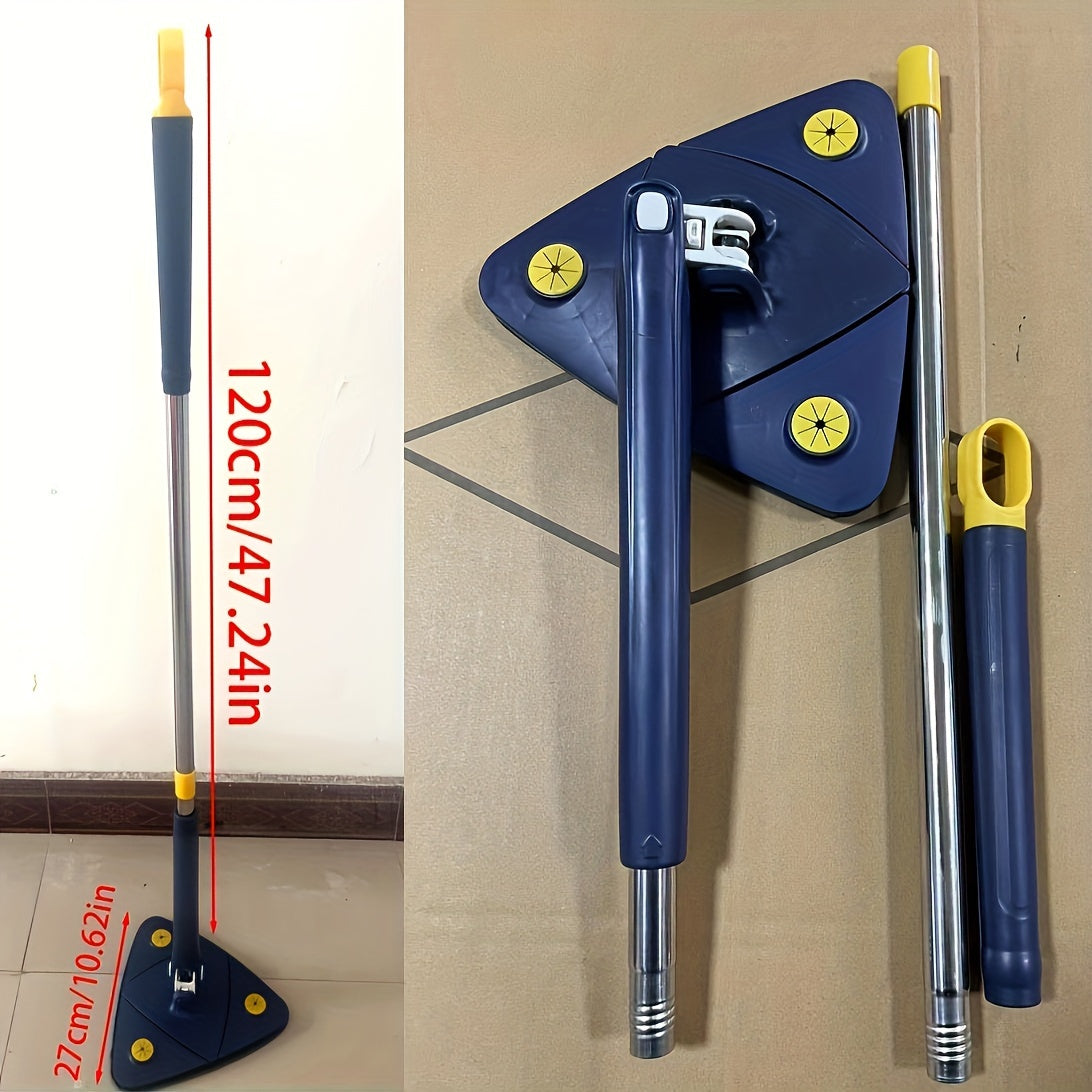 Triangle Mop with 360° Rotation, Adjustable Length, Effective for Floors and Surfaces