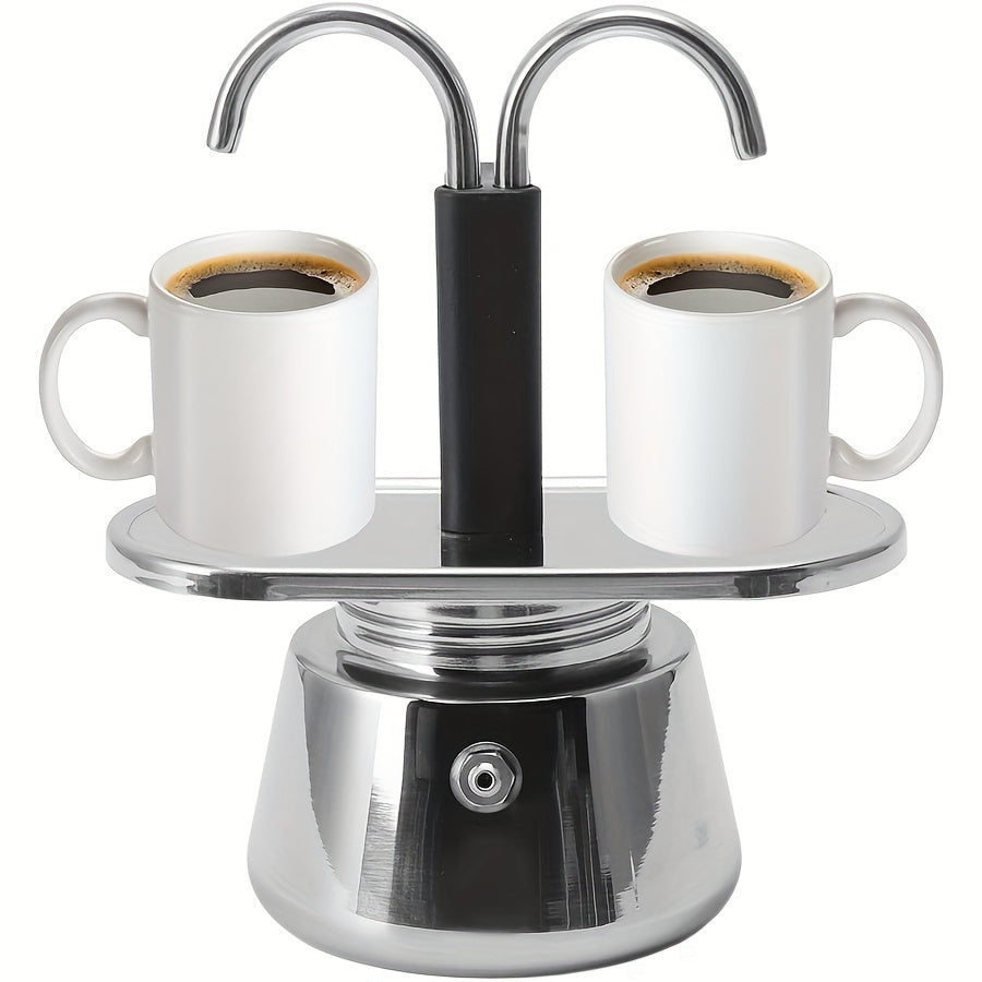 Stainless Steel Mocha Coffee Pot 100ml Dual-Barrel Espresso Cappuccino Latte
