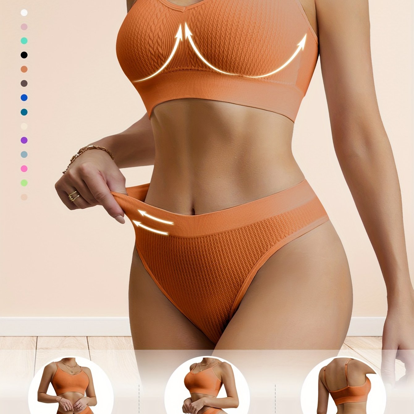 Женский комплект нижнего белья из двух предметов с пуш-ап бюстгальтером, без проволоки, сексуальными подтяжками и красивой отделкой спины.