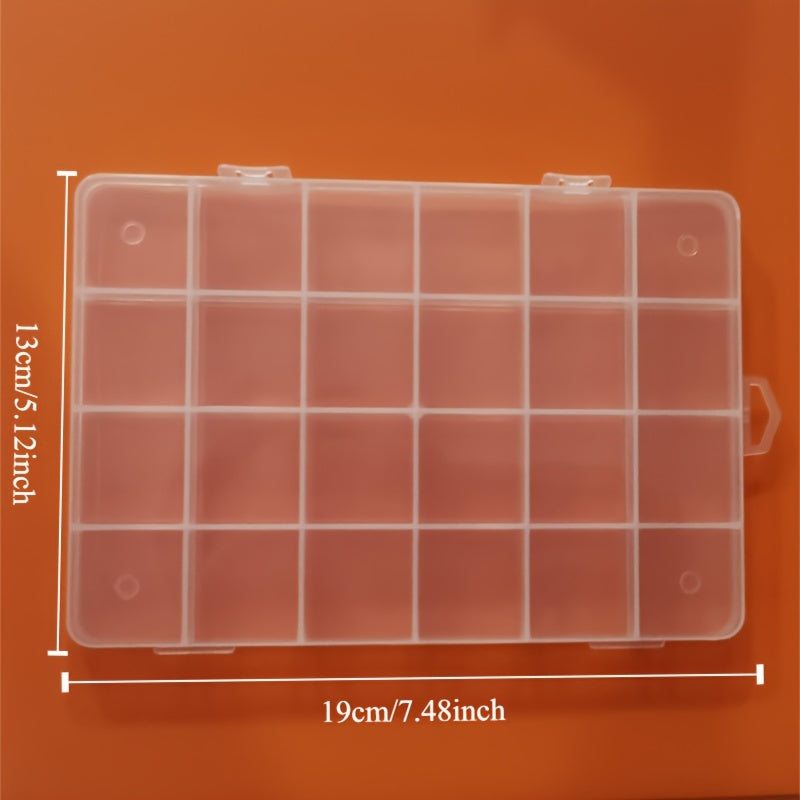 Large Plastic Storage Box with Lid, 24-Grid Organizer for Travel Accessories