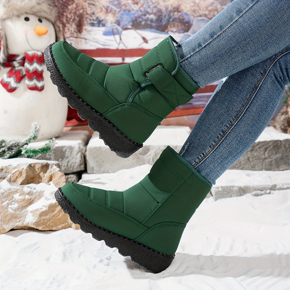 Женские зимние ботинки, противоскользящая платформа, с амортизацией, бордовые, черные, синие