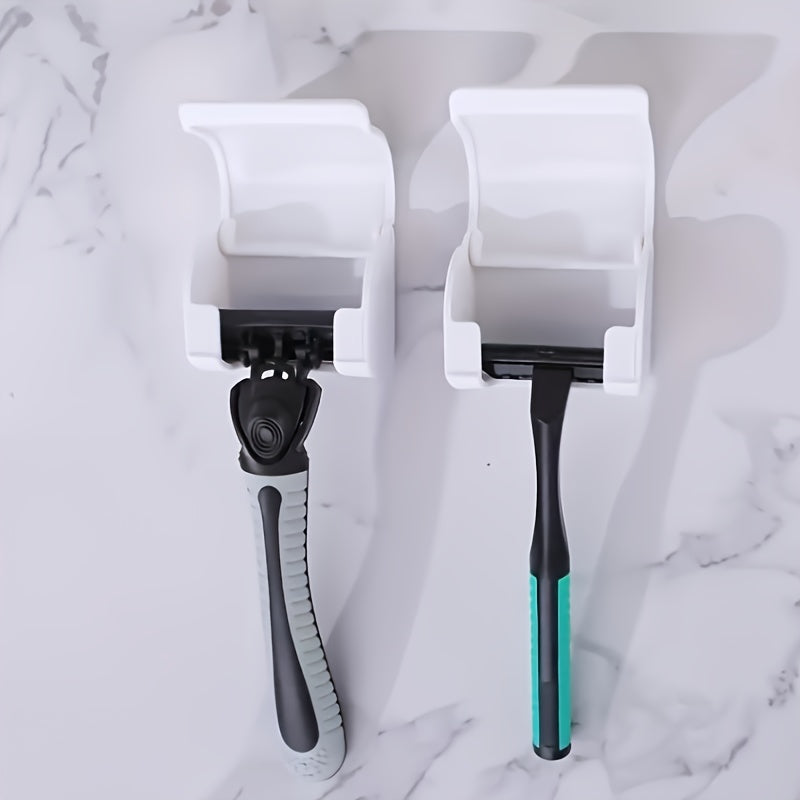 Настенный органайзер для ванной с держателем для бритвы, пластиковое хранение для душа, аксессуары