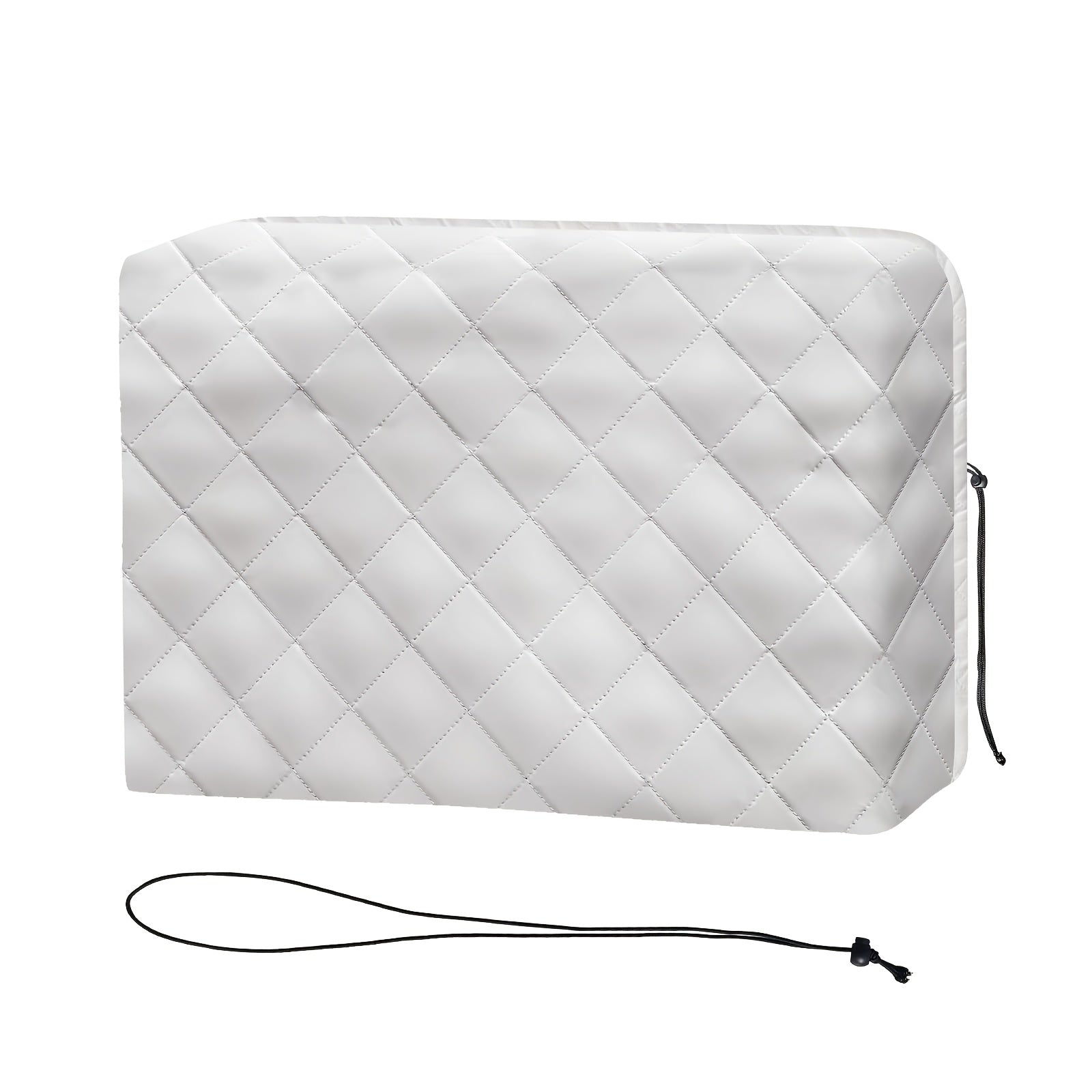 White Quilted Indoor Air Conditioner Cover 21x15x3.5 Inches Adjustable Rustproof Protector