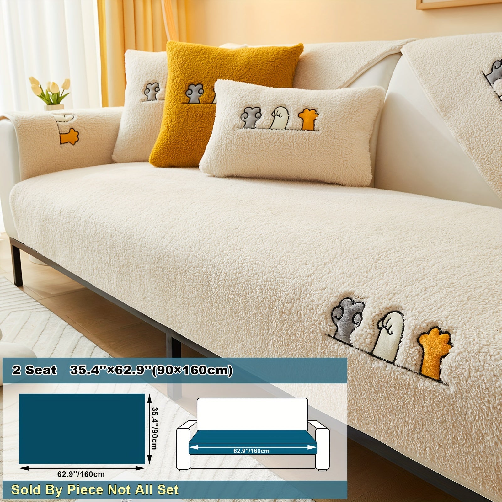 Плюшевый чехол на диван Sherpa, противоскользящий, защитный чехол для мебели для домашних животных для гостиной
