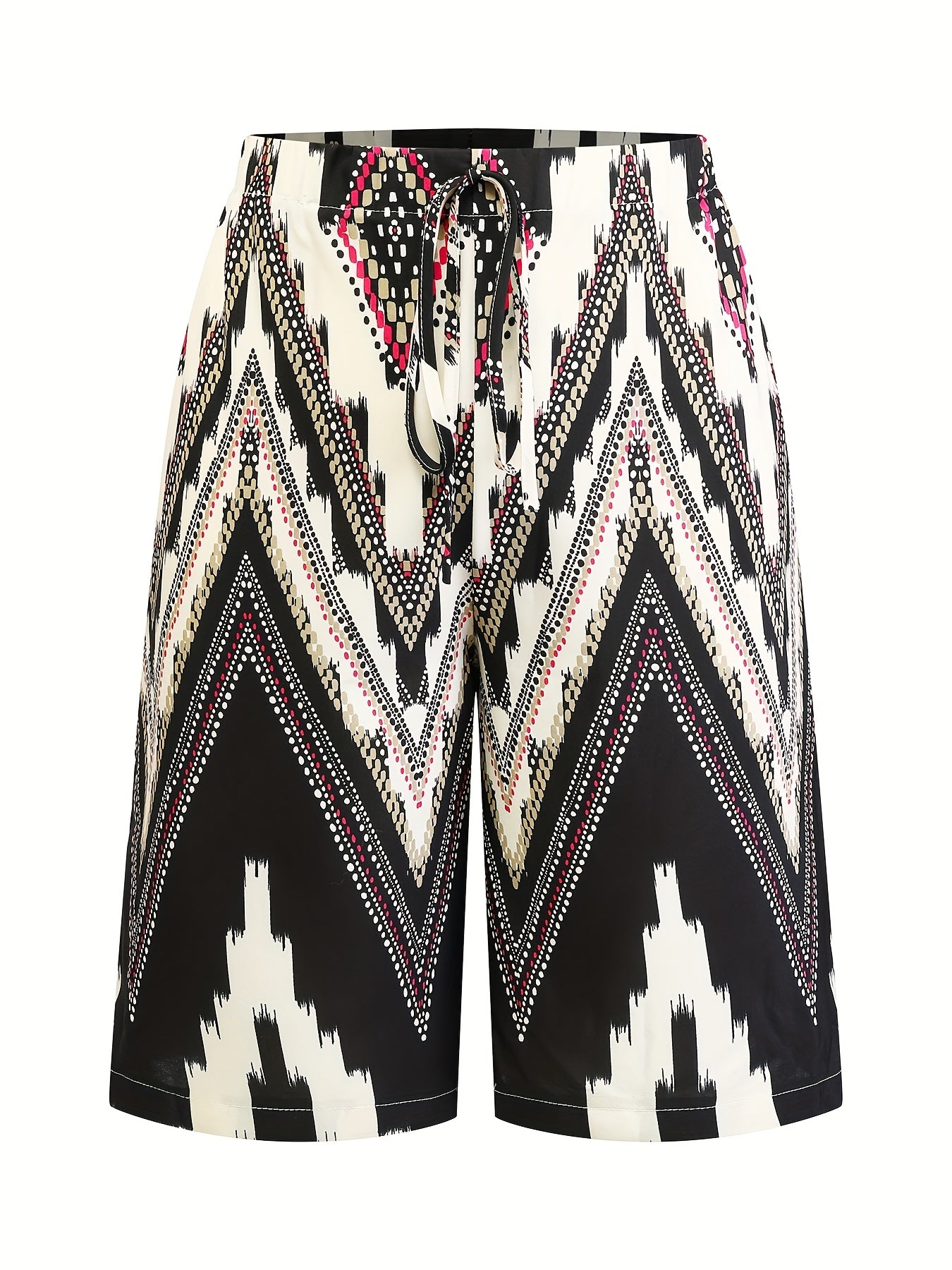 Брюки для женщин больших размеров повседневные средней длины с цветными блоками и геометрическим принтом