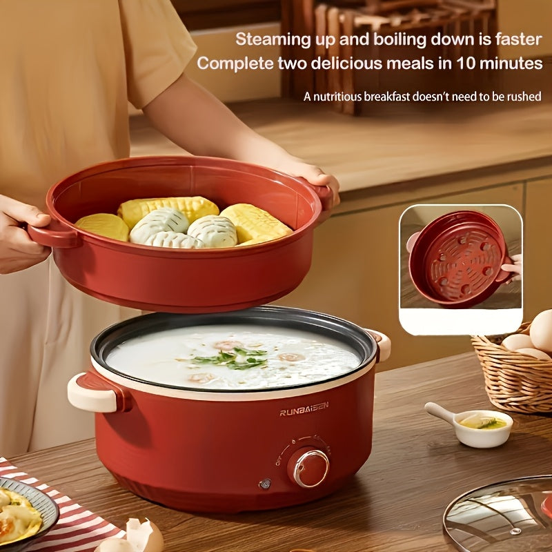 1 dona UAO Elektr taom pishirish qozoni, issiq qozon va qovurish funksiyalari bilan. Katta sig'imli, yopishmaydigan, yotoqxona va uy uchun mos. 220-240V Evropa rozetkasi. Qishki ovqat ta'minoti uchun ideal.