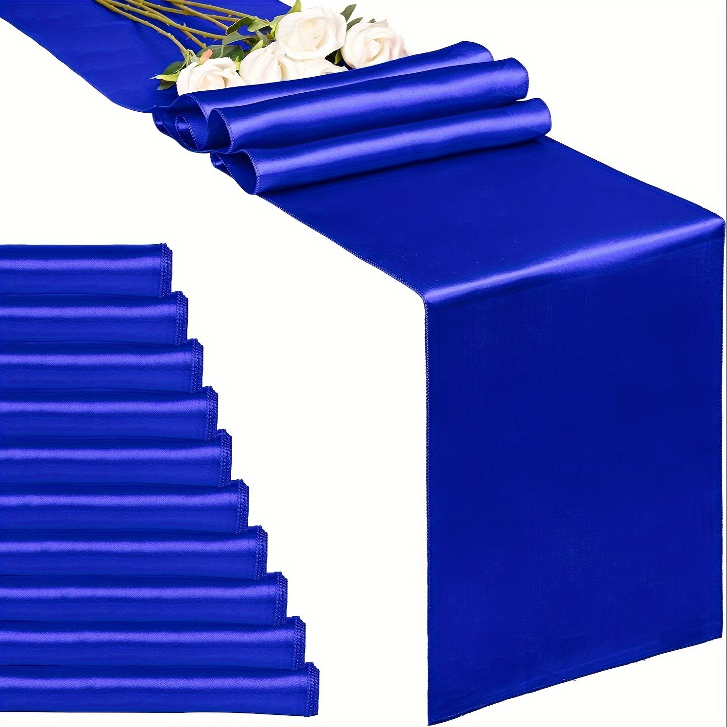 10pcs Rose Gold Satin Table Runner 29x275cm for Weddings Birthdays Banquets