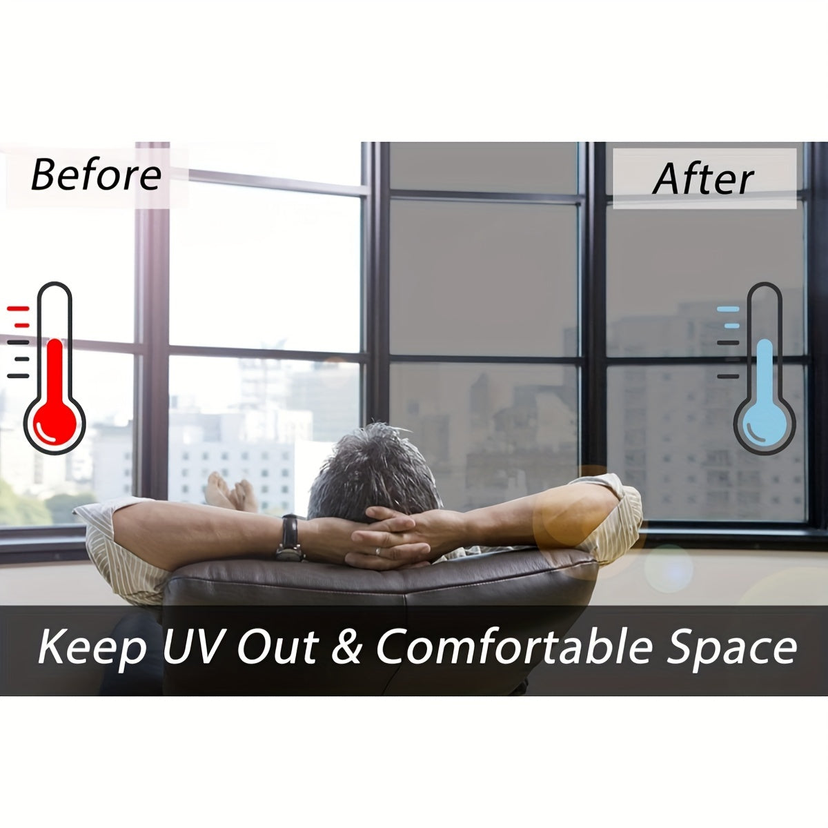 Película reflectante para ventanas de un solo sentido para privacidad, control UV y calor, plata, 4Mil, adhesivo estático