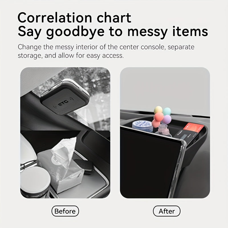 Rear Console Storage Tray Silicone Car Interior Organizer for Dashboard and Screen