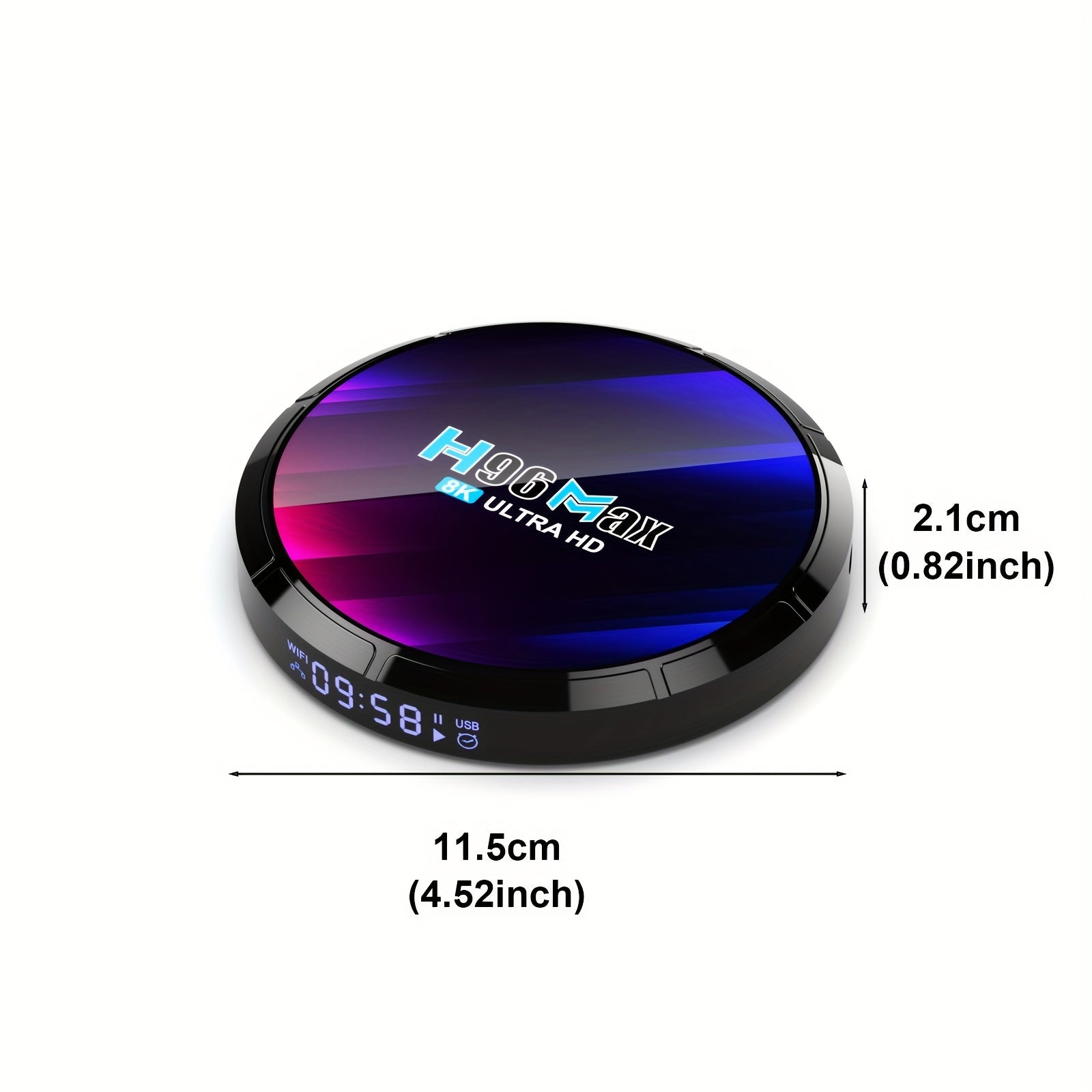 H96 MAX Ultra HD Smart TV Box Android 13 uchun Rockchip RK3528 Quad Core, 8K Video qo‘llab-quvvatlash, WiFi 6, Wireless 5.0, rivojlangan maxfiylikni himoya qilish va foydalanuvchilarga qulay interfeys bilan. nozik qora