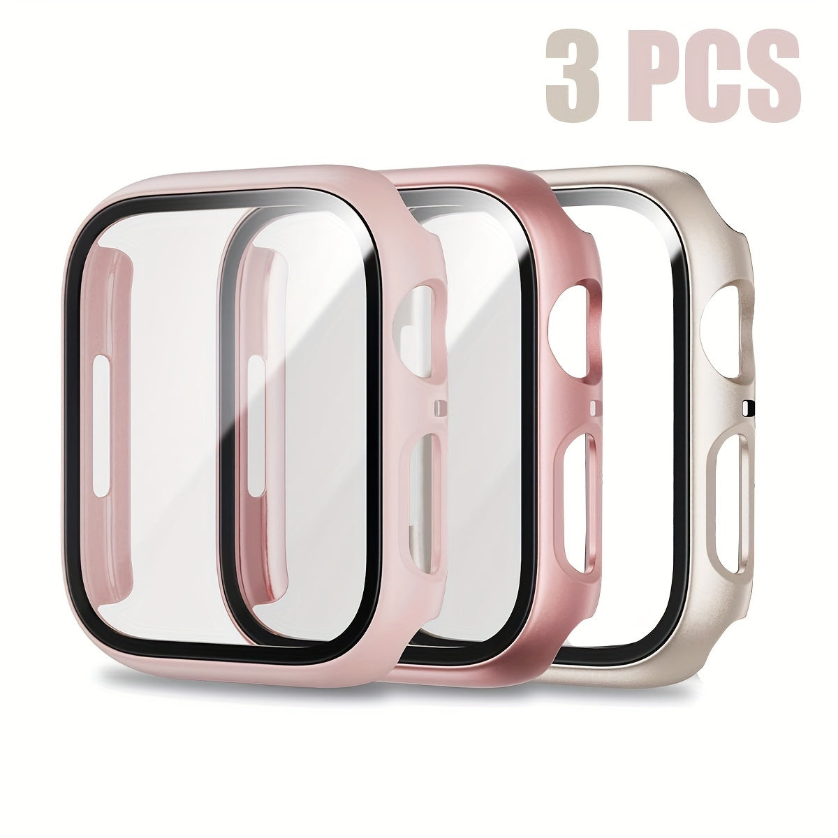 3pcs Apple Watch Cases for Men and Women Sports Leisure PC Hard Tempered Glass Screen Protector