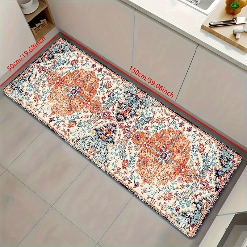 Antique Bohemian Patterned Rug Non-Slip Kitchen Mat Outdoor Doormat Bathroom Mat