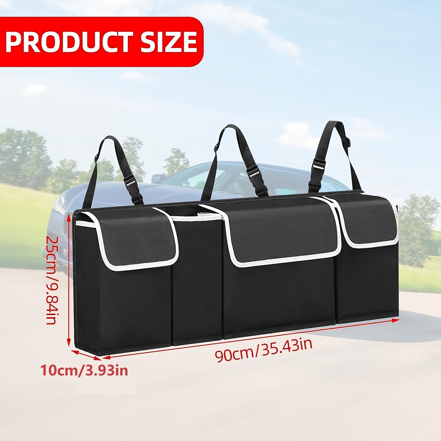 Car Trunk Storage Bag Waterproof Oxford with 4 Pockets Foldable Organizer