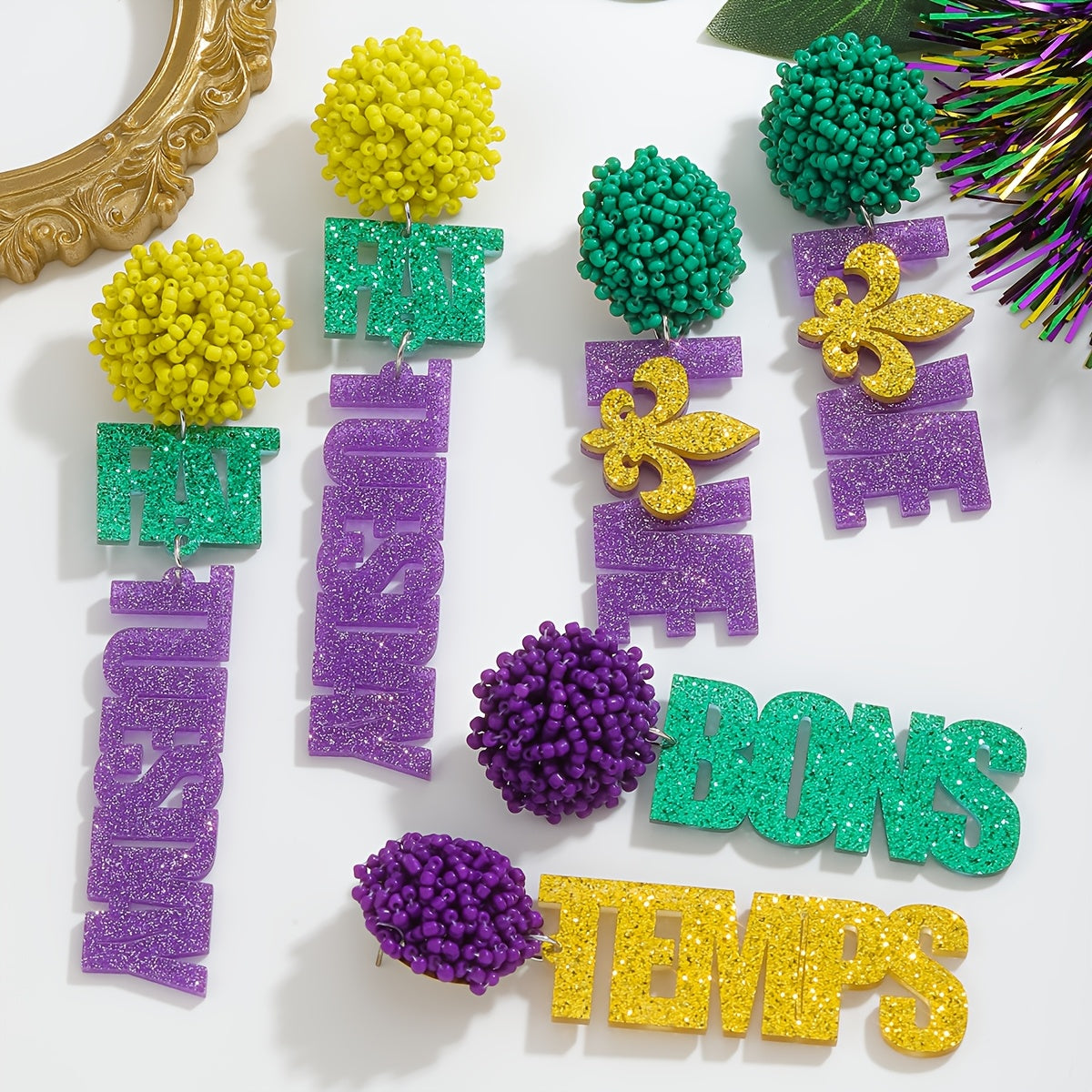 Pendientes boho con cuentas de semillas para carnaval y uso diario