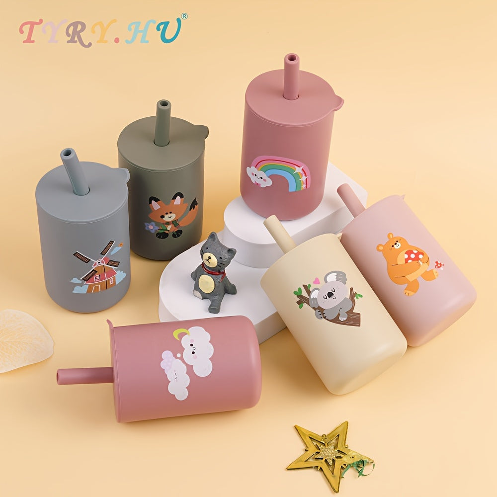 Silicone Baby Training Cups with Straw Lid Handle BPA-Free Reusable for 0-3 Years