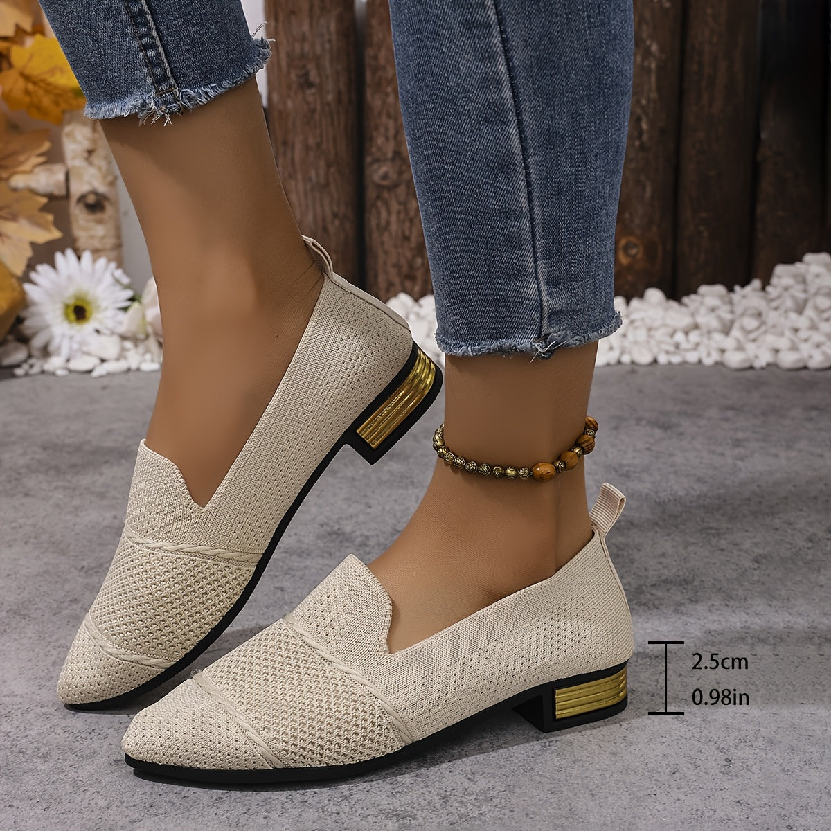 Women’s Slip-On Pointed Toe Loafers Breathable Fabric PVC Sole All-Season Comfort