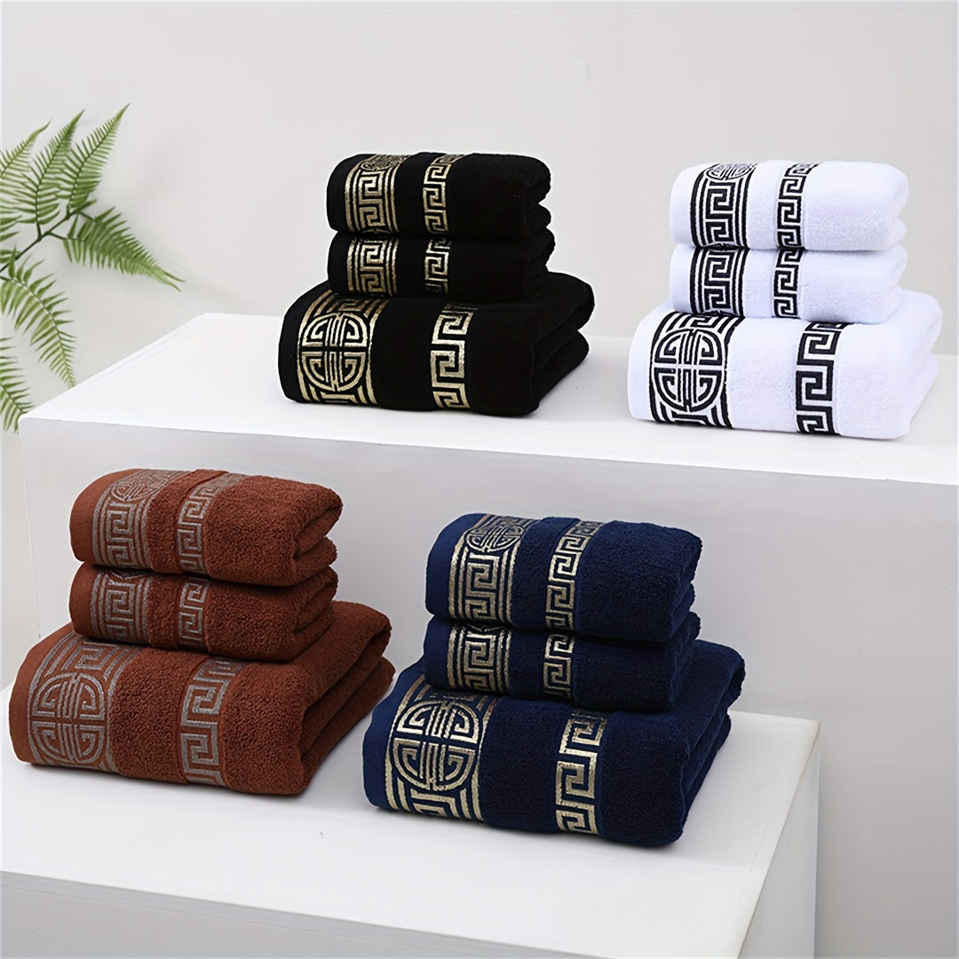Cotton Towel Set Includes Bath and Hand Towels Dark Colors Absorbent Soft