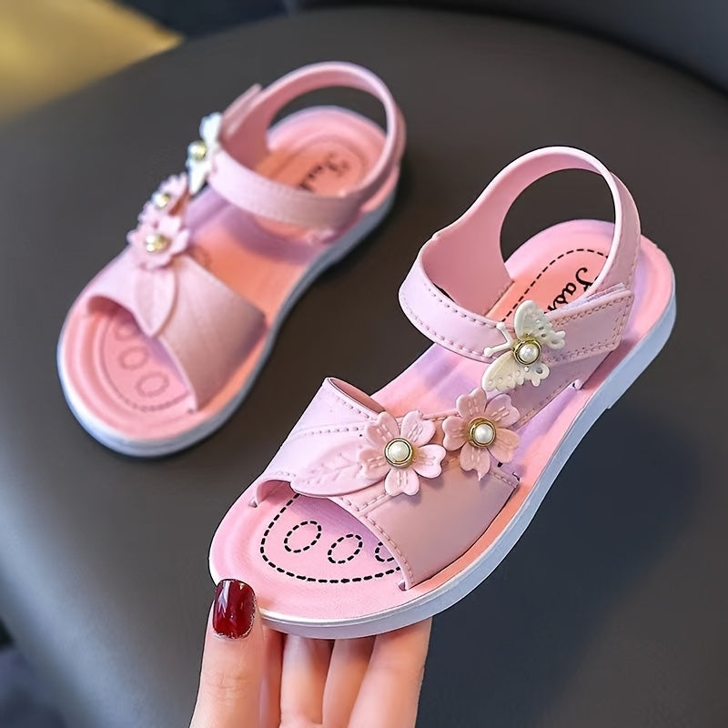 Girls' Floral Sandals with Soft Soles for Casual Summer