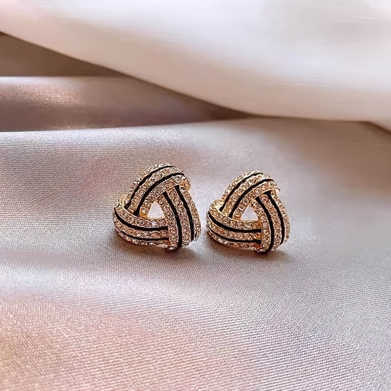 Women's Triangle Geometric Stud Earrings Vintage Spiral Charm Jewelry
